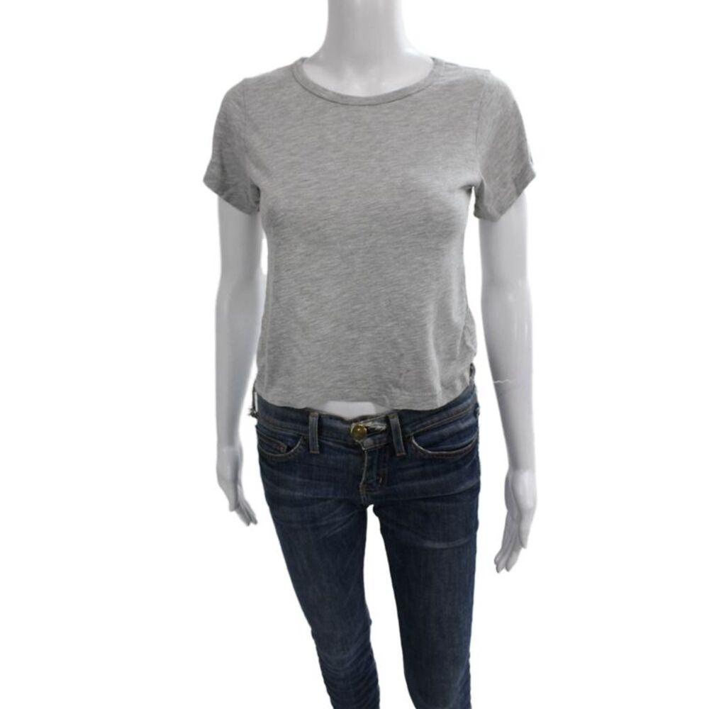 Eterne Womens Basic Gray Crew Neck Short Sleeve T-Shirt Cotton Modal Size M